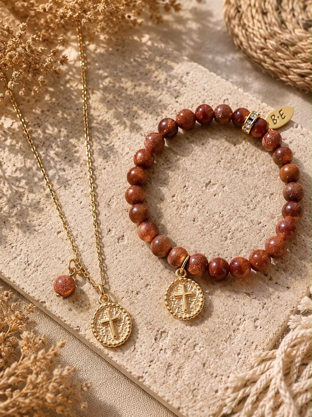 Parure Duo Croix - Goldstone Zoé