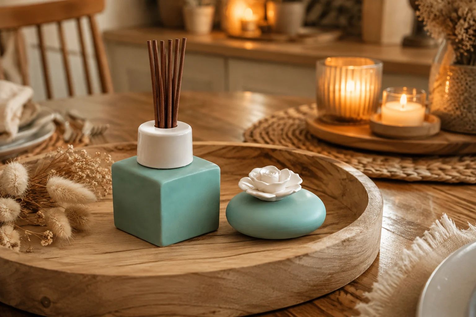 Diffuseur de Parfum Fleur céramique blanche à poser